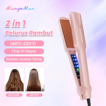 MangoMan 2 In 1 Catok Rambut Fast Heating Dan Pelurus Rambut Super Cepat Catok Lurus Catok
