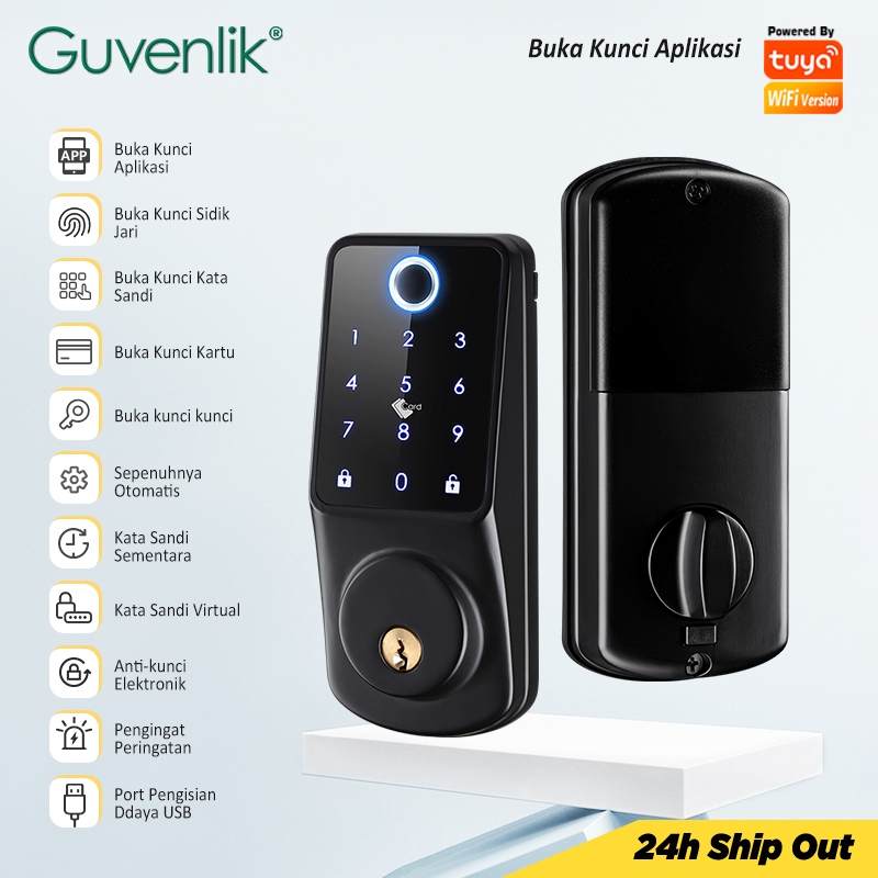 Jual Tuya Smart Door Lock Fully Automatic Digital Lock 5 In 1 Deadbolt ...