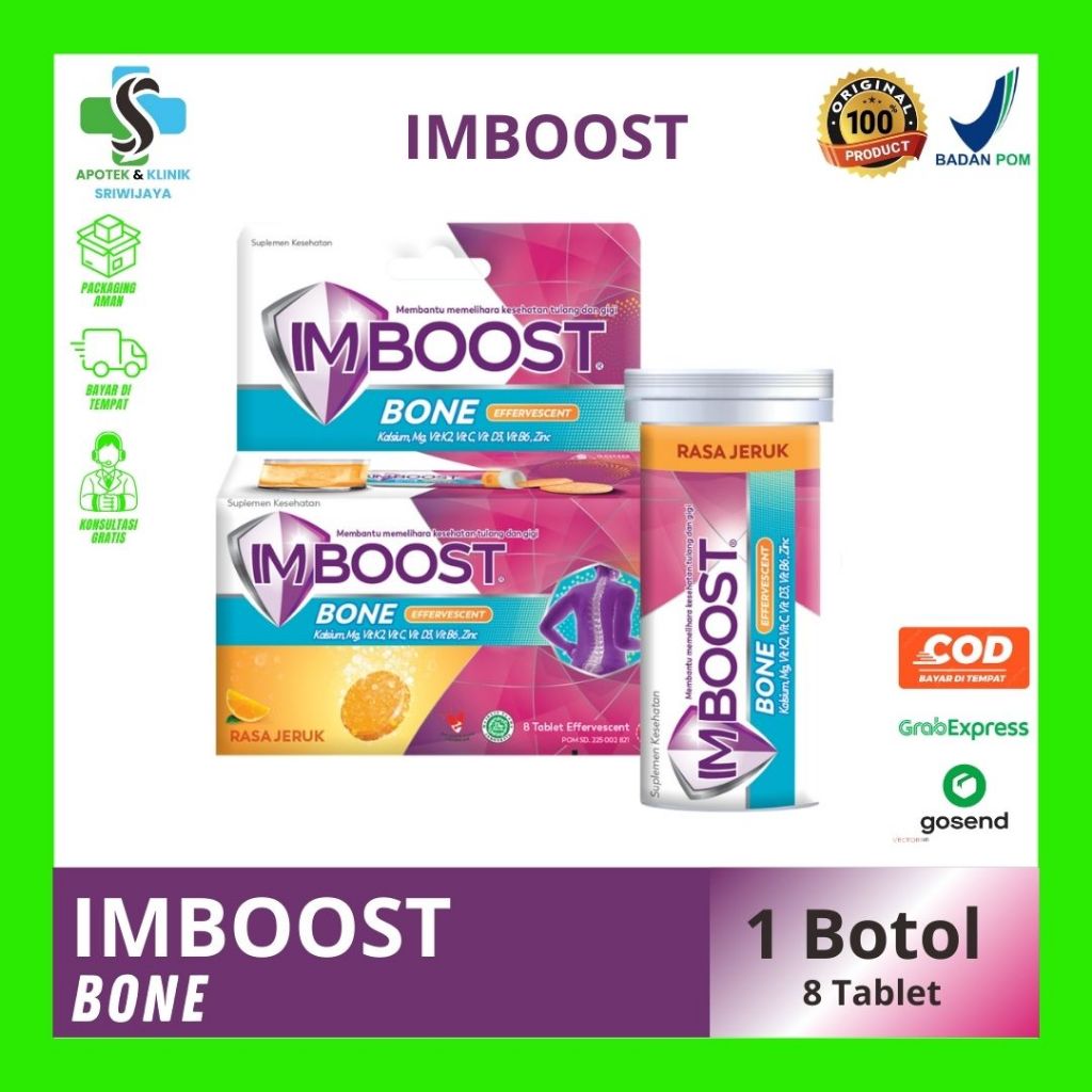 Jual Imboost Bone Effervescent Suplemen Tulang dan Gigi Rasa Jeruk @8 ...