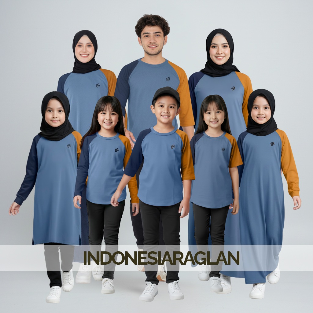 Jual Indonesia Raglan Warna Denim 3 Colour Family Set Keluarga, Couple ...