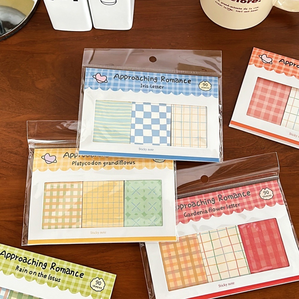 Jual M10 90'S Korean Grid-Patterned Sticky notes Gingham Style Romantic ...