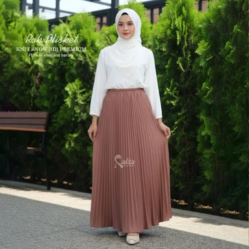 Rok Plisket Mewah Knit Snow Rib Premium Pleated Skirt Rok Korean Style