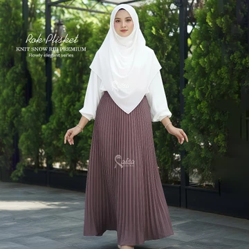 Rok Plisket Mewah Knit Snow Rib Premium Pleated Skirt Rok Korean Style