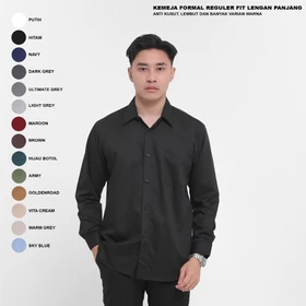 Heyplain Kemeja Lengan Panjang Hitam Kemeja Pria Lengan Panjang