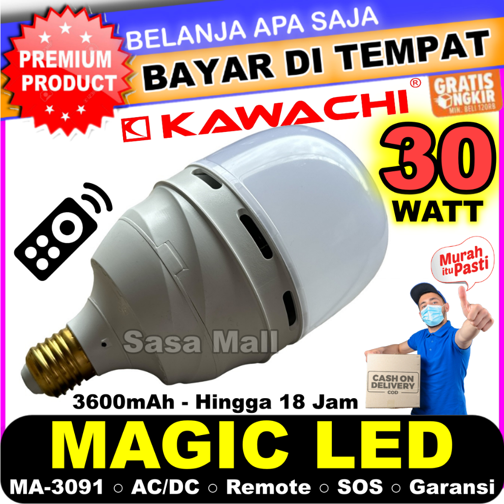 Jual Magic LED Bola Lampu Emergency AC / DC MA-3091 Daya 30 Watt ...