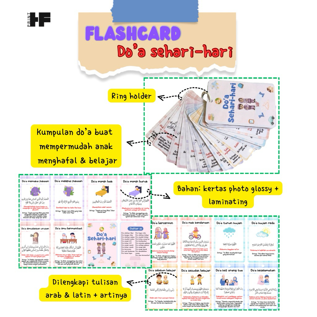 Jual FLASHCARD DOA SEHARI-HARI CUSTOM NAMA // FLASH CARD DOA ANAK-ANAK ...