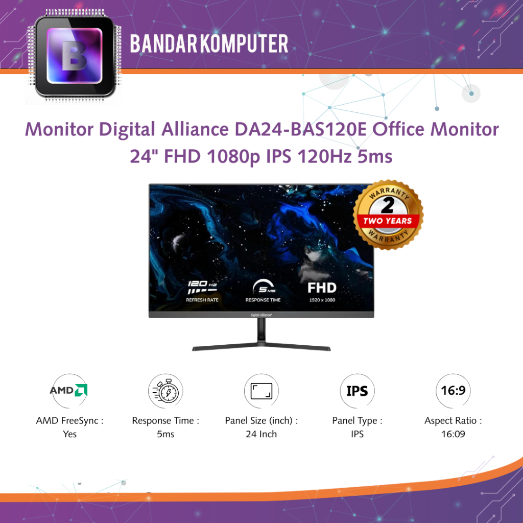 Jual Monitor Digital Alliance DA24-BAS120E Office Monitor 24