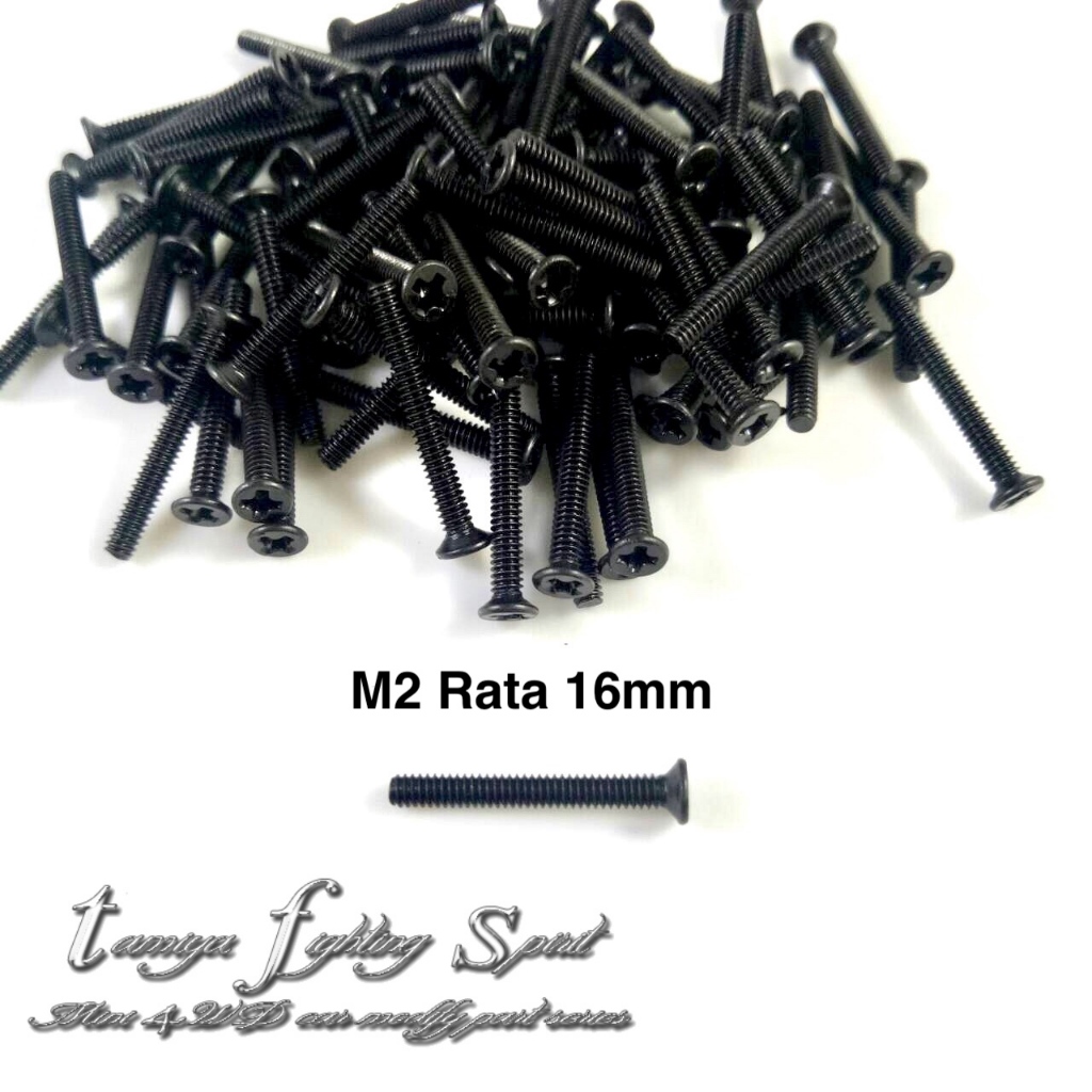Jual Baut Tamiya Baut Countersunk M2 16mm 50pcs Hitam Screw M2 kepala ...