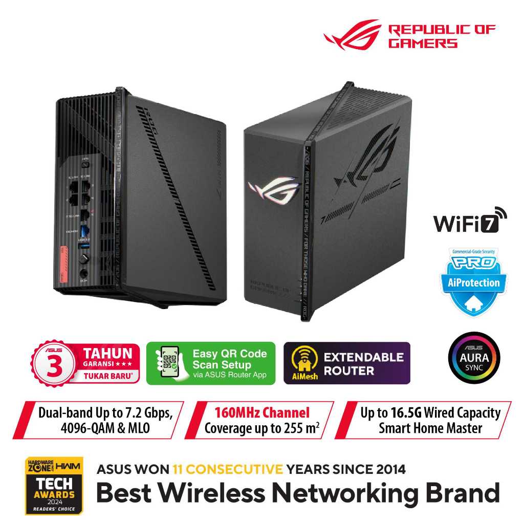 Jual ROG Strix GS-BE7200X Dual-band WiFi 7 Gaming Router | Shopee Indonesia
