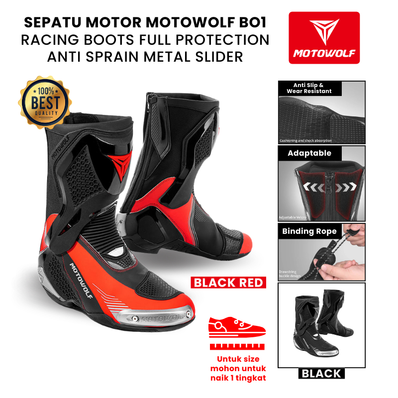 Jual Sepatu Motor Motowolf BO1 Racing Boots Full Protection Anti Sprain ...
