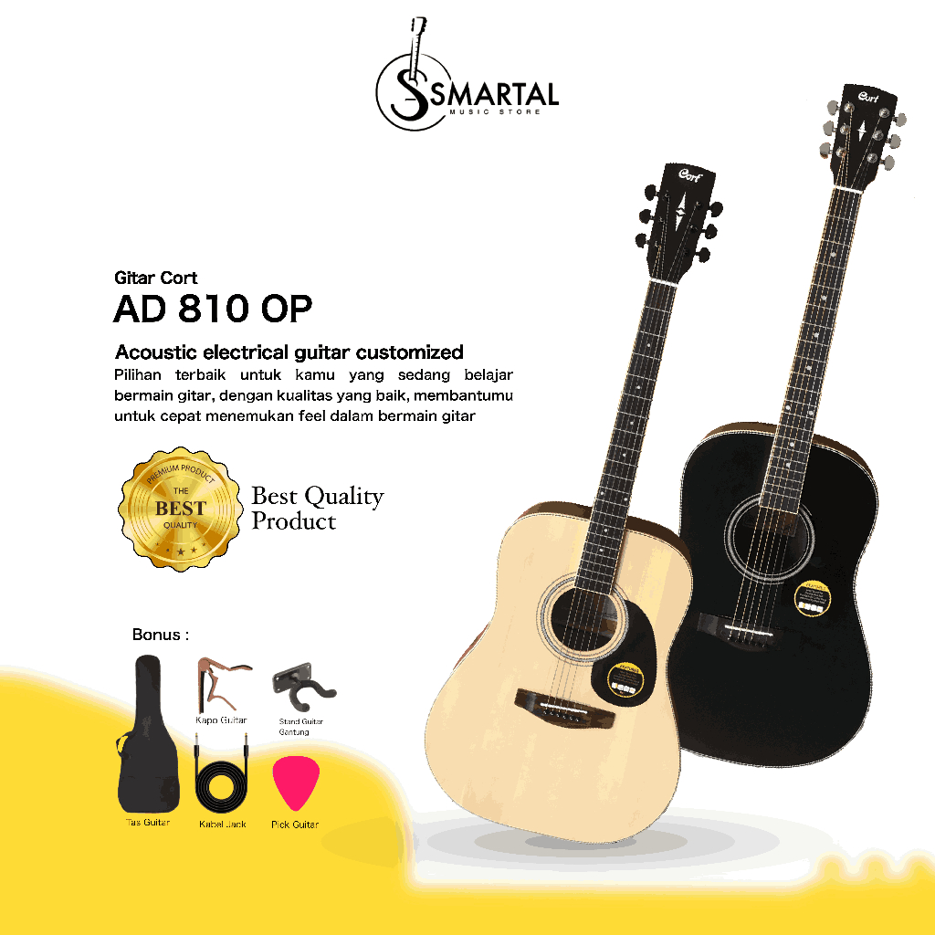 Gitar Akustik Elektrik Cort AD 810 OP Murah Free Packing Kayu Berkualitas Bergaransi Terjangkau