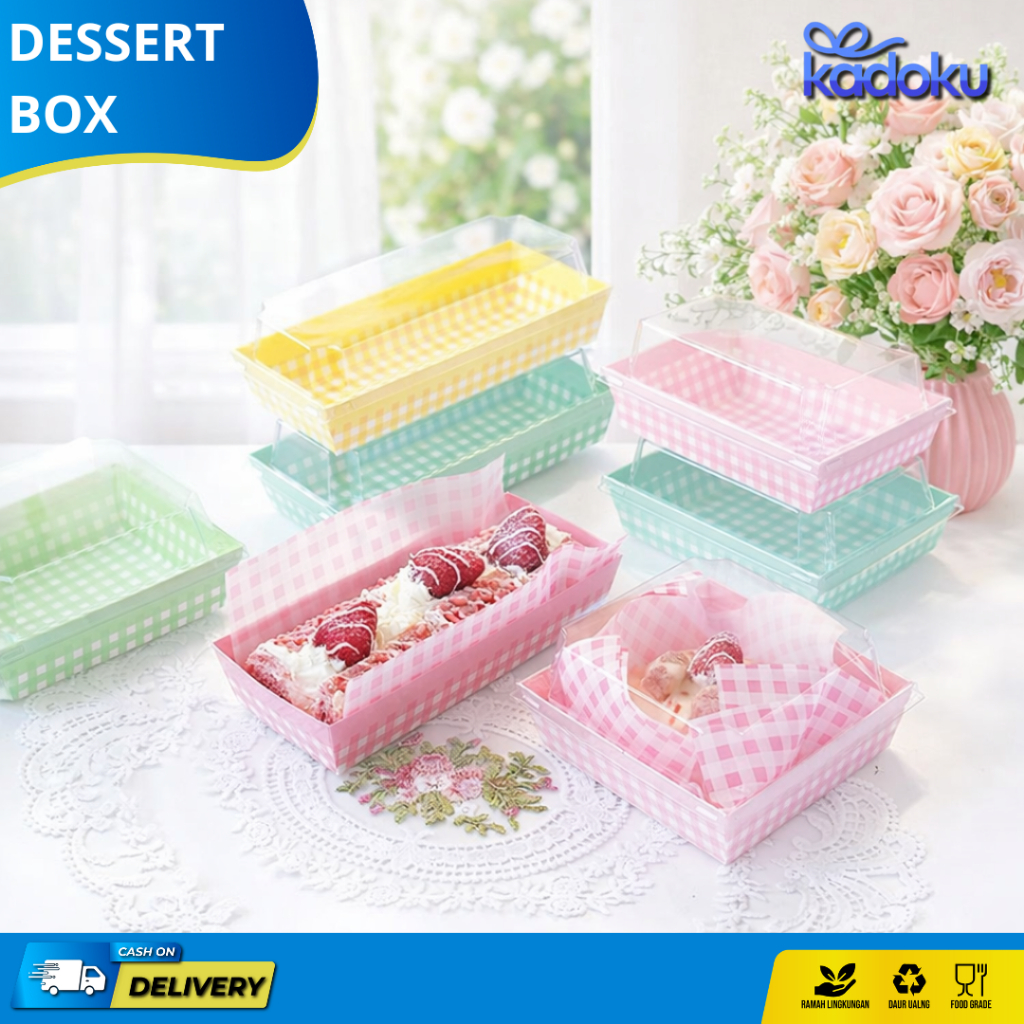 Jual Dessert Box Cake Sandwich / Paper Box Burger Sandwich Roti Bento ...