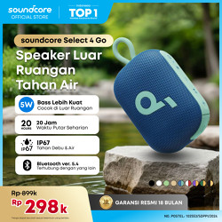 Soundcore by Anker Select 4 Go / Select4Go Bluetooth Speaker, Ultra Portable, Up to 20 Hours of Playtime, IP67 Waterproof and Dustproof, Floatable, Powerful Sound, Ideal for Indoors and Outdoors, Hiking, and Biking - A31X1