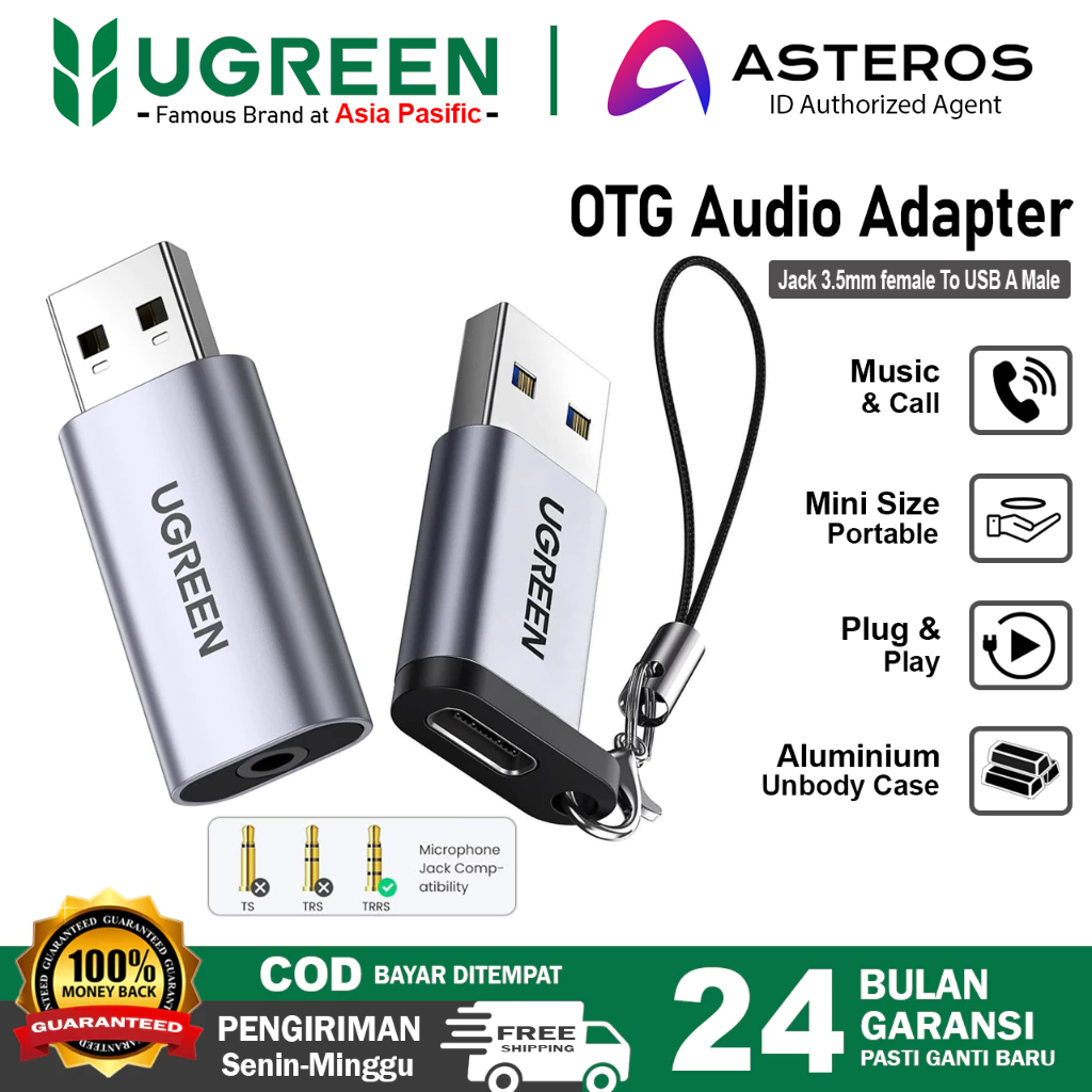 Jual UGREEN Converter Charger OTG Adapter USB A To Jack 3.5mm / Type C ...
