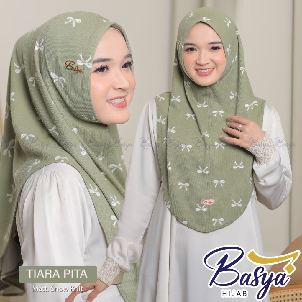 (BASYA) TIARA PITA KNIT NON PAD•jilbab intan knit motif pita•hijab instan non pad•kerudung instan bergo•jilbab instan snow knit