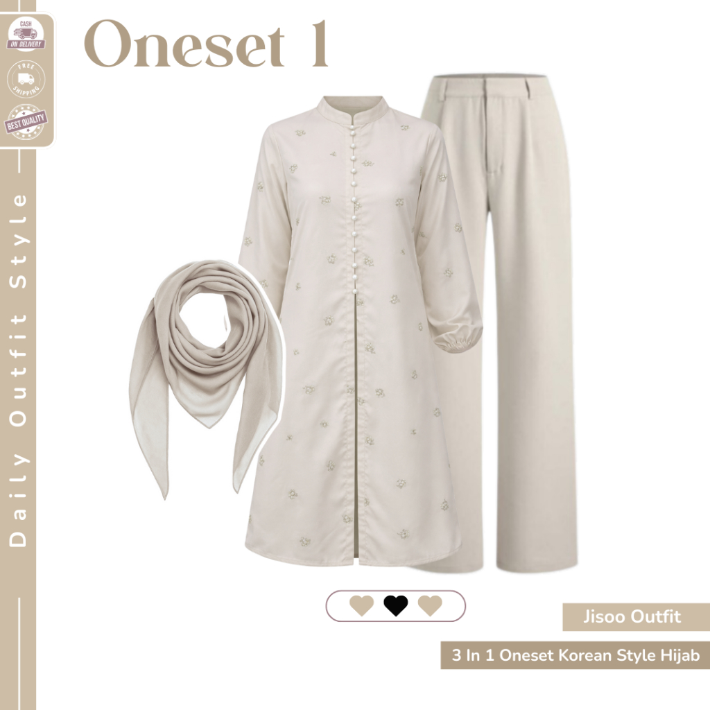Outfit wanita warna cream elegan