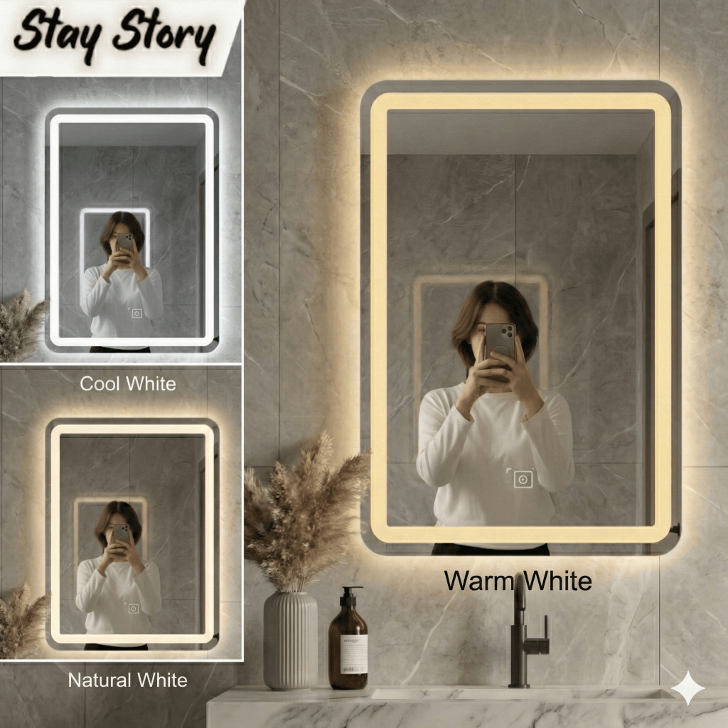 Jual Cermin LED Kamar Mandi Kotak – Smart LED Mirror | 3 Warna ...