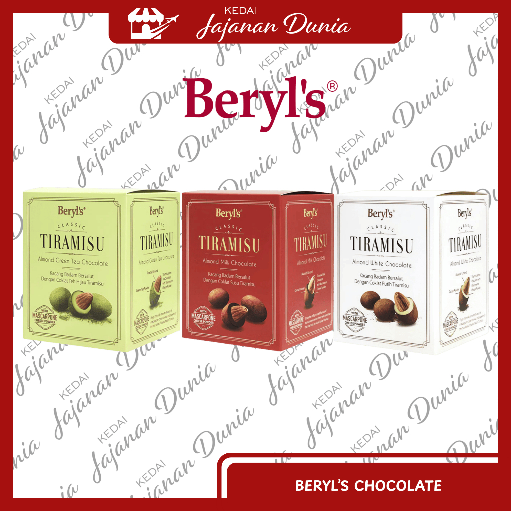 Jual Beryl's Classic Tiramisu Almond Chocolate 100g Green Tea Milk ...