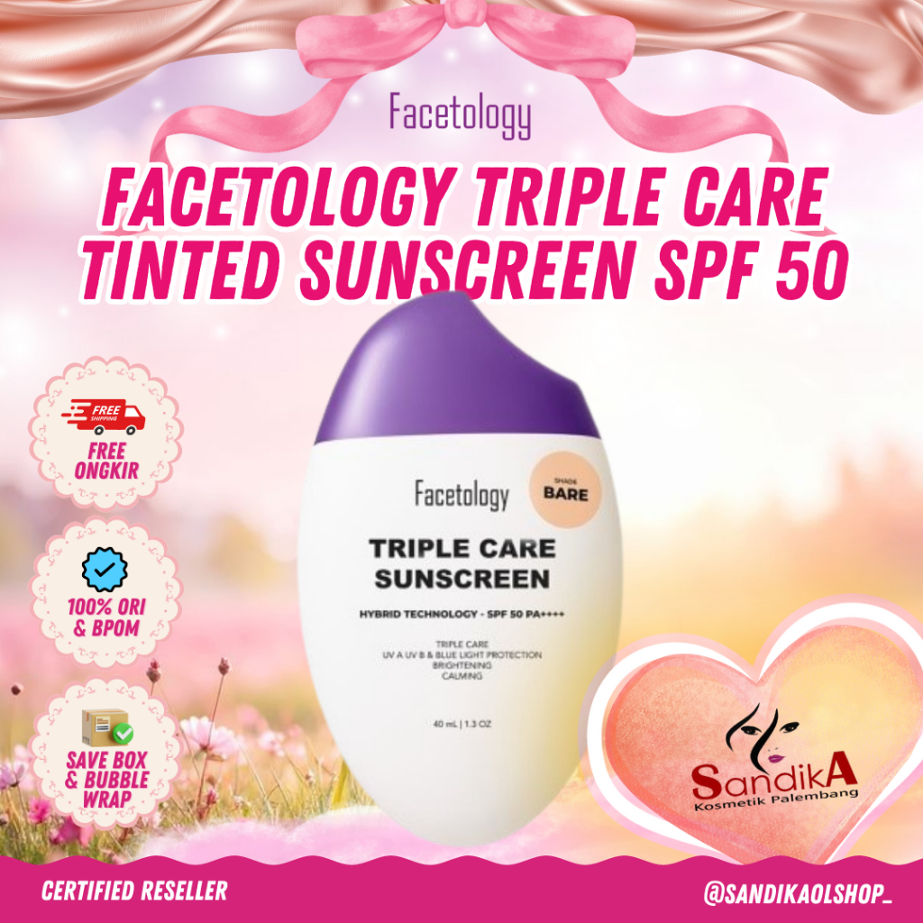 Jual Facetology Triple Care Tinted Sunscreen Bare SPF50 PA++++ 40ml ...
