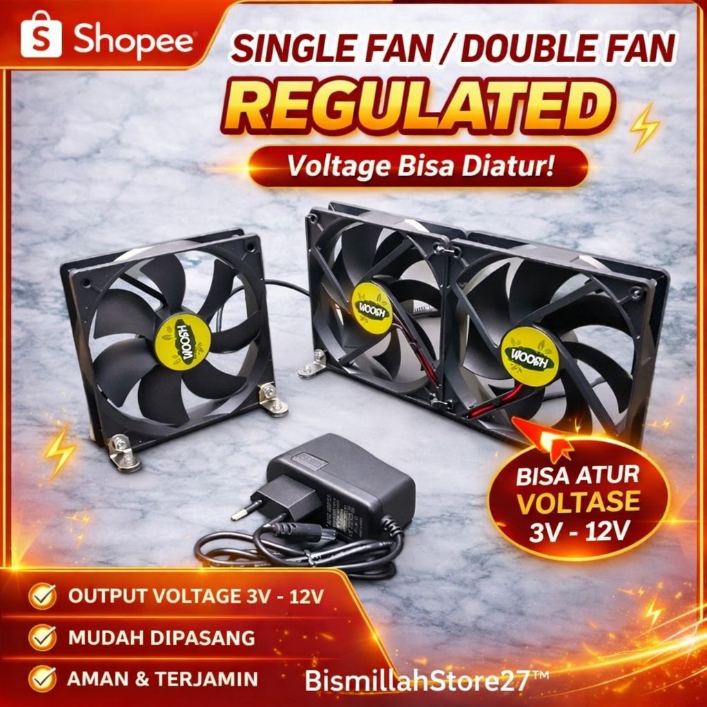 Jual Stand Fan 12v Single Fan/ Double Fan 8cm/9cm | Shopee Indonesia