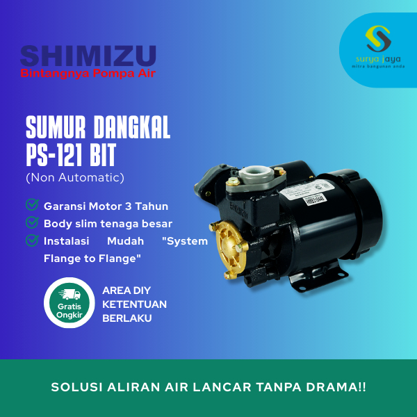 Jual POMPA AIR SHIMIZU PS-121 BIT / PS-121BIT Sumur Dangkal 125 Watt ...