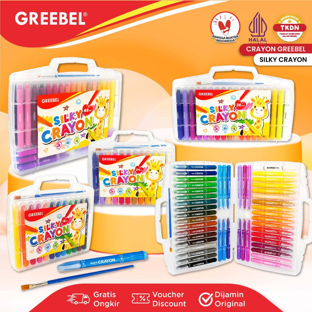 Jual Crayon Silky Greebel 12/24/36/48 Warna (Set) Original Silky Oil