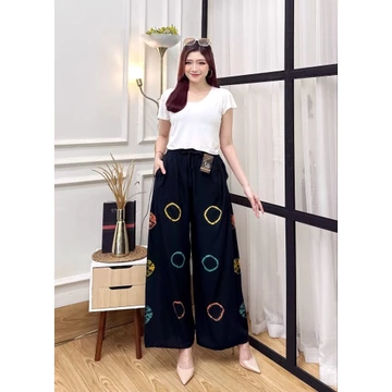 Celana Wanita Kulot Palazo Panjang Wanita Terkini Rayon Premium Motif Tie Dye