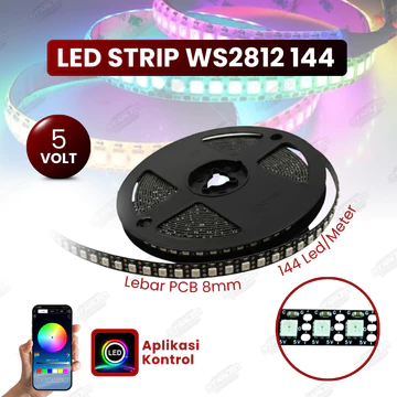 Lampu Led Strip Ws2812B 144 Led Alis Rgb 5V Per Meter