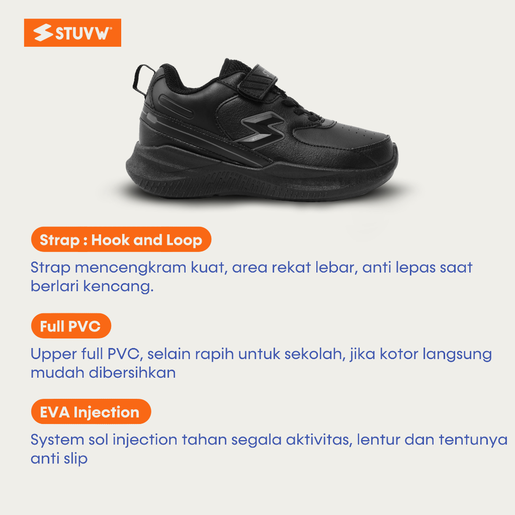 Jual STUVW TIGER - SEPATU SEKOLAH ANAK BTS HITAM | Shopee Indonesia