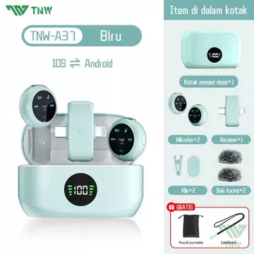 TNW A37 Wireless Microphone 2 In 1 Clip On Mic Magnetic Dual Lavalier Mikrofon Mikrophone