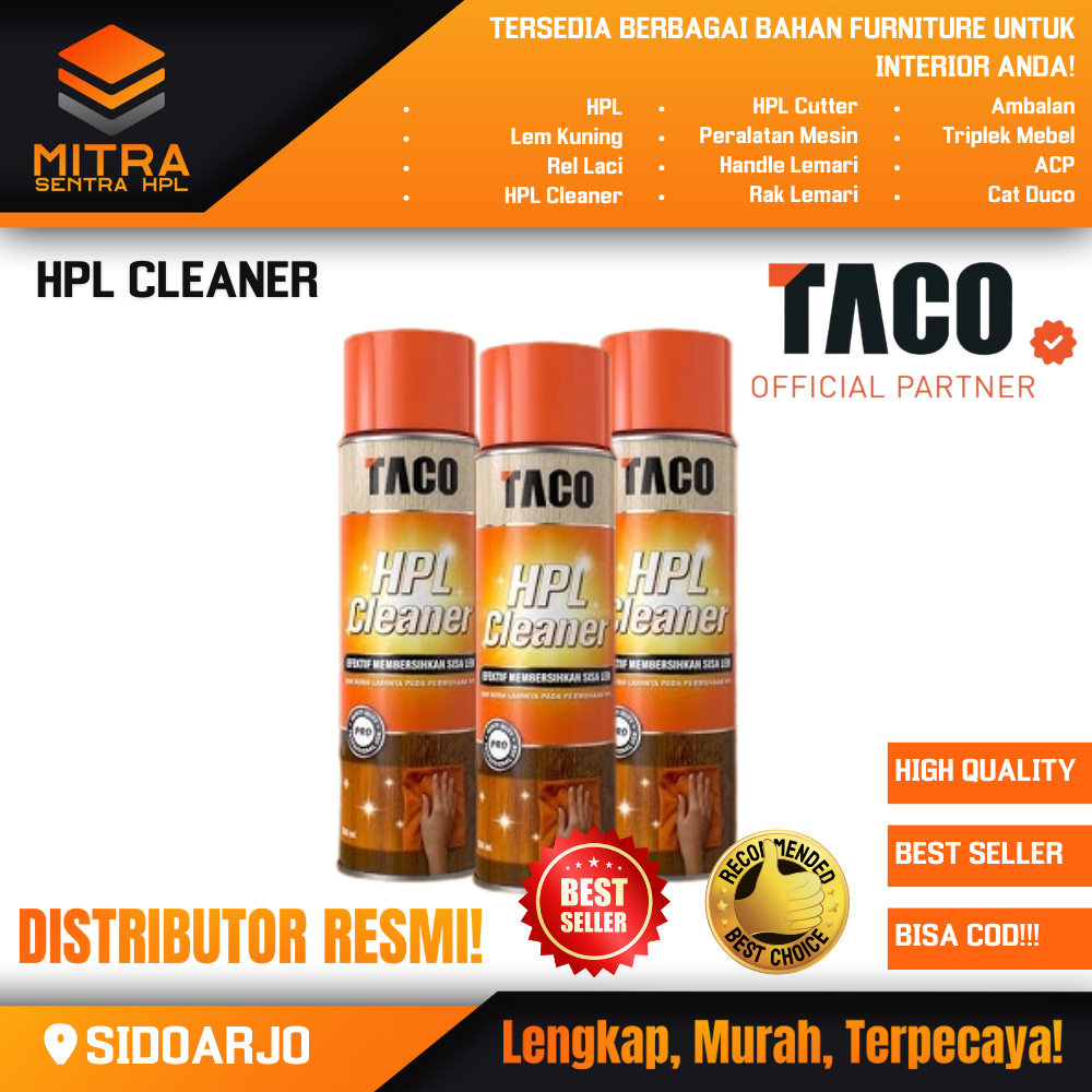 Jual TACO HPL Cleaner 500ml - Pembersih Lem & Noda pada HPL, Vinyl, dan ...