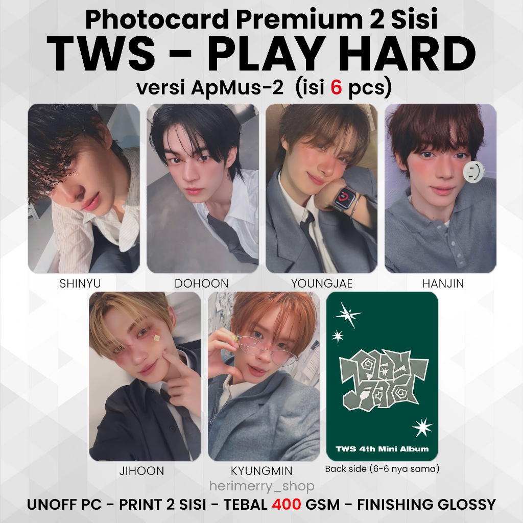 Jual (ISI 5/6 PCS) Photocard TWS PLAY HARD - PC Premium 2 Sisi