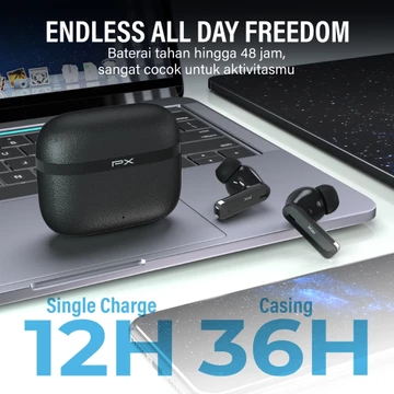 Headset TWS Earphone Bluetooth 6.0 Earbuds Headphone True Wireless ENC 4 Mics IPX4 PX Q80i Black