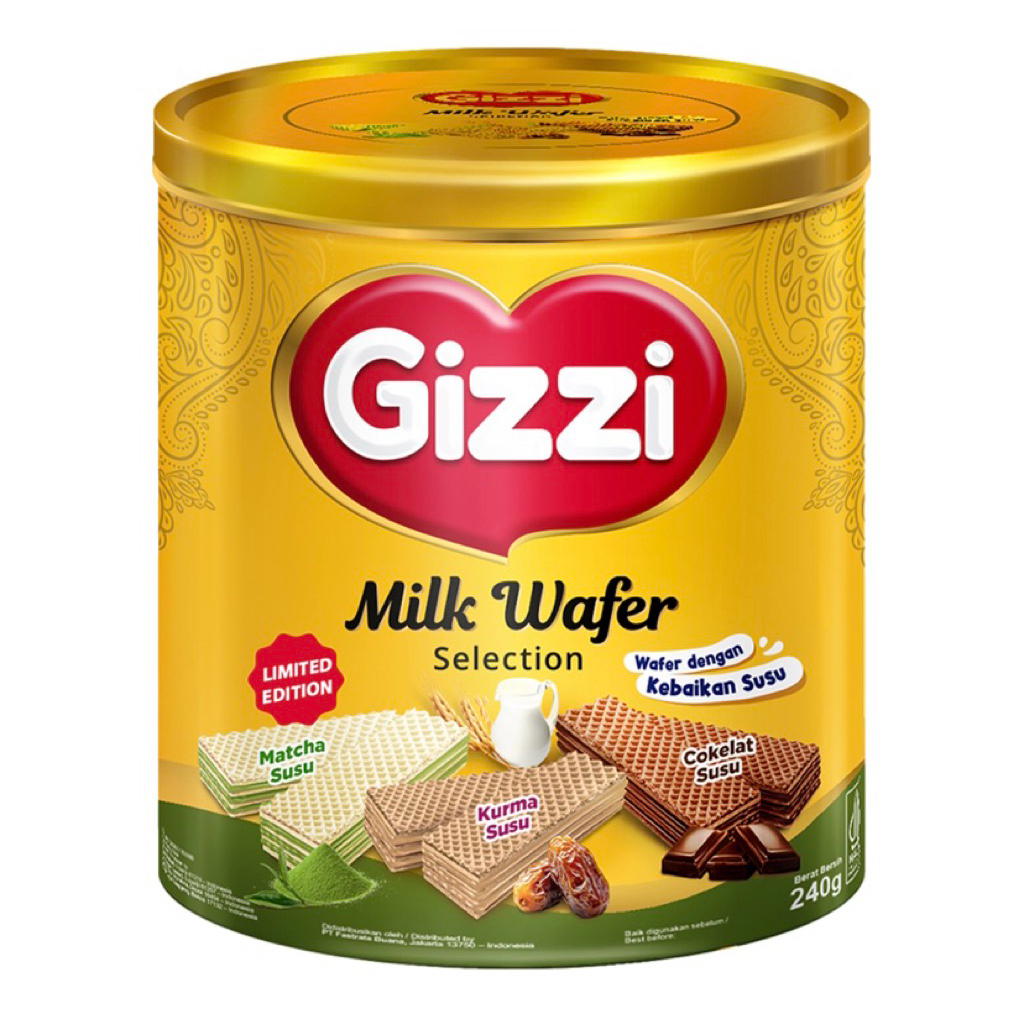 Jual GIZZI WAFER SELECTION RASA COKLAT SUSU , MACHA SUSU & KURMA SUSU ...