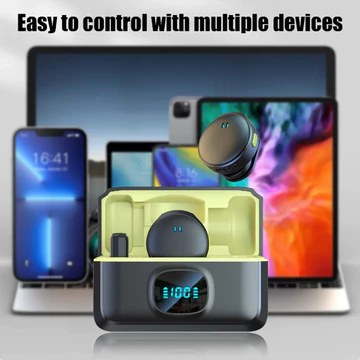 Mic Wireless Dual Microphone Magnetic Mikrofon Type C Dengan Kotak Pengisi Daya Mikr Wireless