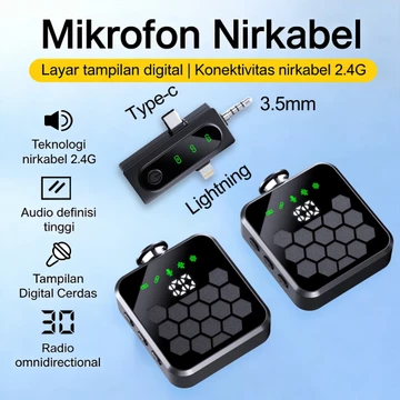 Q8 Mikrofon Wireless Microphone Clip On – Dual Mic Magnetic Lavalier Lapel Dengan Charging Case