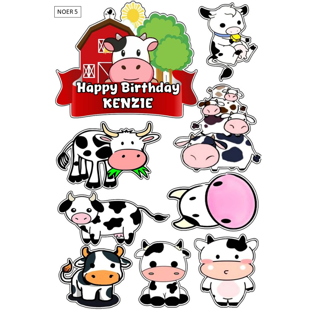 Jual Topper SAPI COW Kartun/ Topper Cake Birthday Sapi Ternak Custom ...