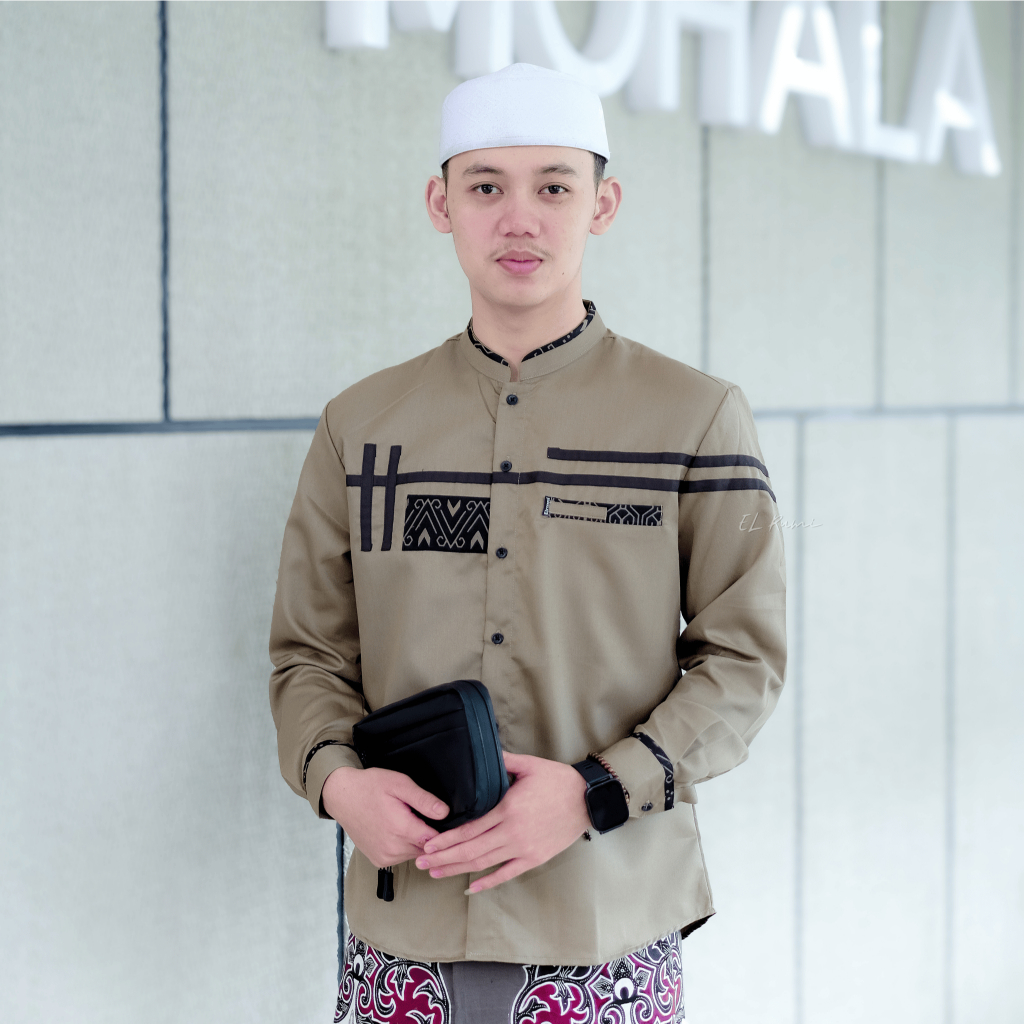 Koko Hastag Elrumi Shop Terbaru kombinasi Batik List Lengan panjang
