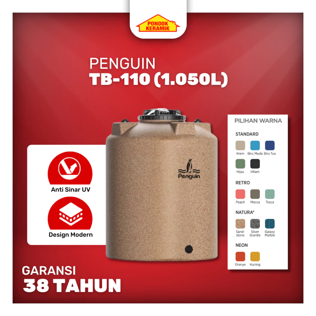 Penguin Tangki Air TB 110 Kapasitas 1050 General Tank Berbagai Warna