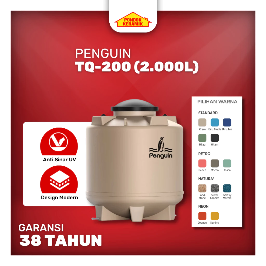 Penguin TQ-200 2000 Liter Toren Tandon Tangki Air Underground Tank Berbagai Warna
