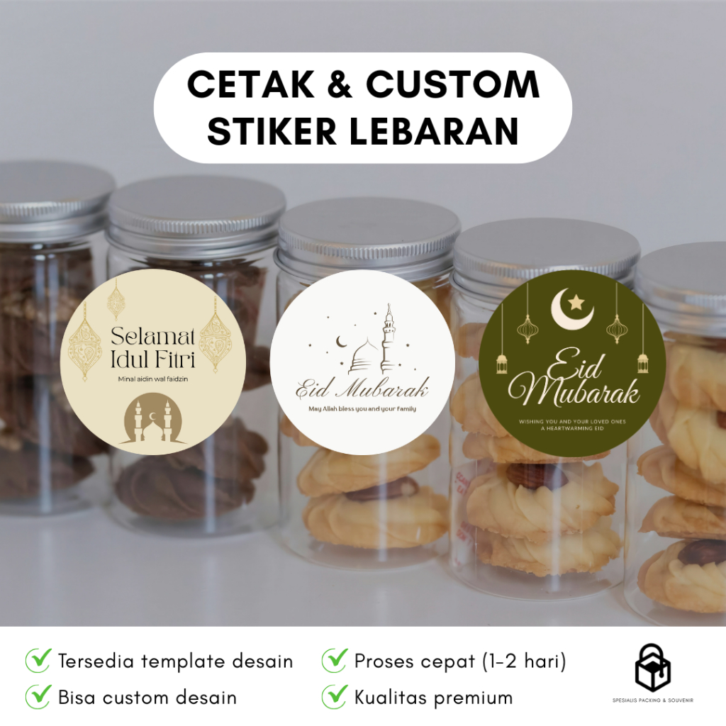 Jual Cetak Custom Stiker Bulat Eid Mubarak | Label Hampers Ramadan ...
