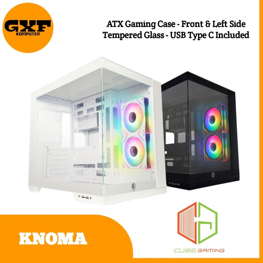 Jual CASING CUBE GAMING KNOMA ATX USB Type C Included | Shopee Indonesia