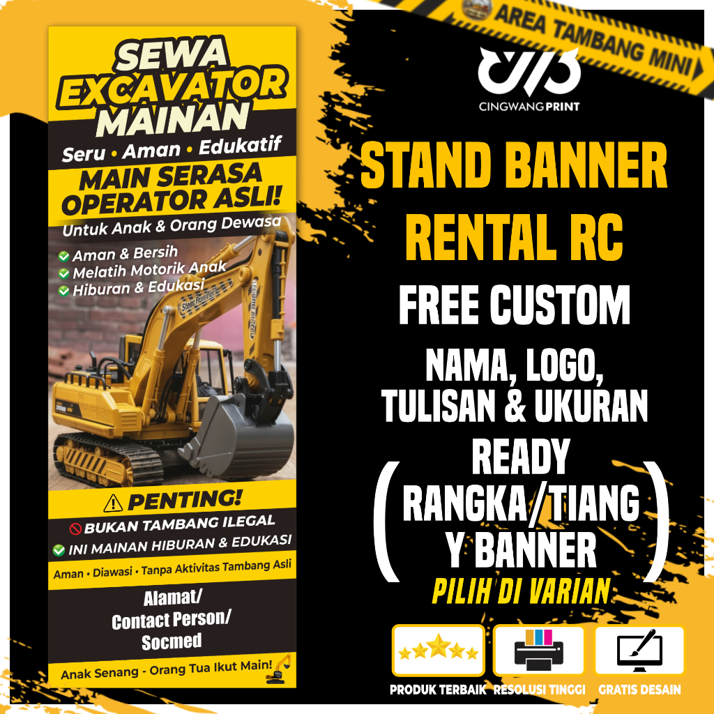 Jual X Banner Rental RC Excavator Mobil Offroad Y Banner Spanduk Sewa ...