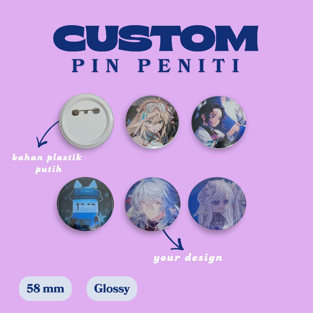 Jual Custom Pin Button | Pin Bag | Pin Peniti - Ukuran 58mm glossy ...