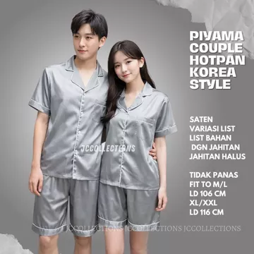 Piyama Hotpan Satin COUPLE JCCollections Baju Tidur Piyama Couple