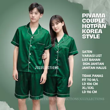 Piyama Hotpan Satin COUPLE JCCollections Baju Tidur Piyama Couple
