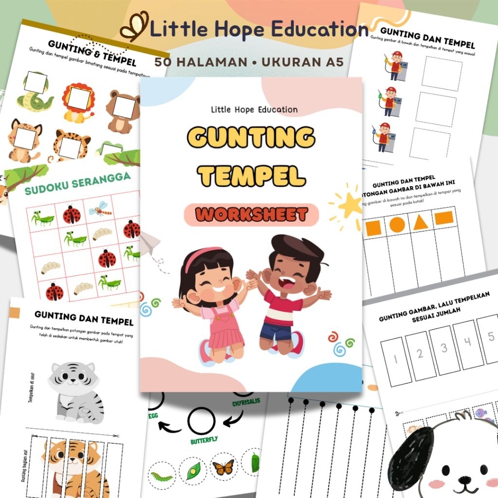 Jual Worksheet Anak Gunting Tempel - Lembar Kerja Aktivitas Motorik ...