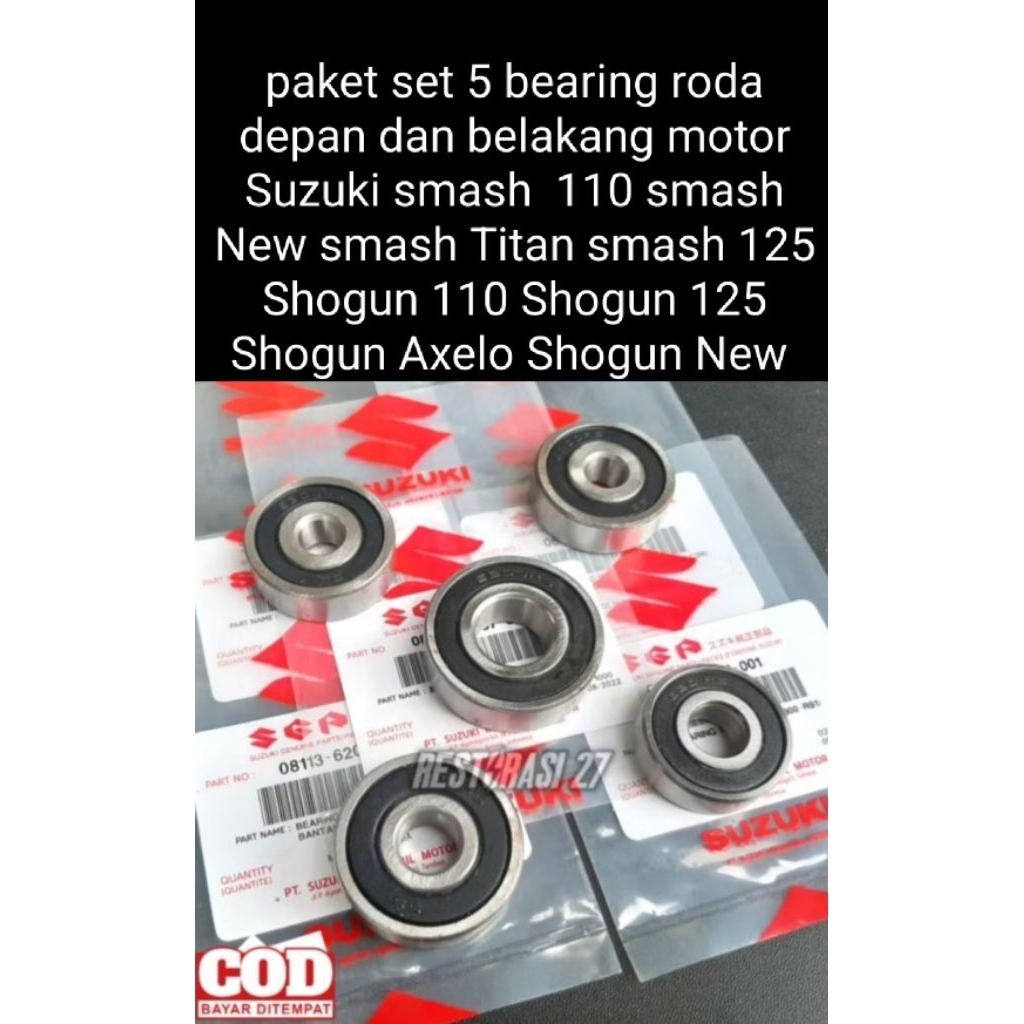 Jual paket set 5 bearing roda depan dan belakang smash New smash Titan ...