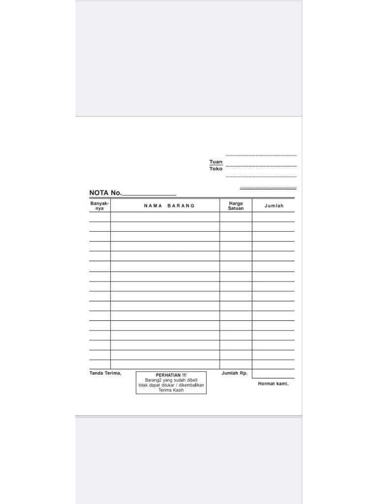 Jual cetak buku nota NCR 4 rangkap 1 warna nomerator | Shopee Indonesia