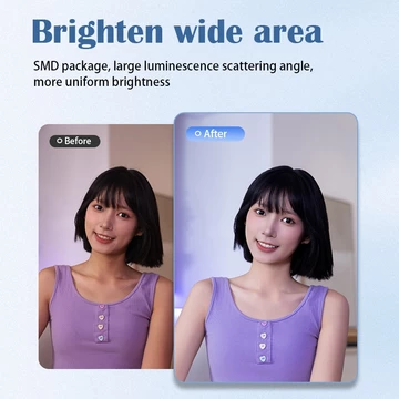 Selfie Ring Light 9 Levels Mirror Clip Dengan 3 Suhu Warna